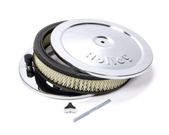 Air Cleaner Assembly, 10 in Round, 2.75 in Tall, 5-1/8 in Carb Flange, Raised Base, Holley Logo, Steel, Chrome, Kit