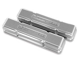 Valve Cover, Vintage Series, Tall, Finned, Chevy Logo, Aluminum, Polished, Small Block Chevy, Pair