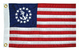 Taylor Made 8118 Flag -  Marine Series -  US Yacht Ensign Flag -  18 Inch Length x 12 Inch Height -  Nylon Fabric -  With Brass Grommets -  Four Needle Flyend