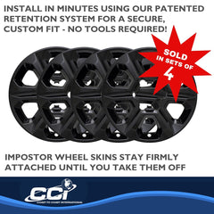 Coast2Coast: IWCIMP413BLKN Wheel Skin -  IMPOSTOR ® -  17 Inch -  6 Spokes -  Snap-On -  Painted -  Gloss Black -  ABS Plastic -  Set Of 4