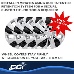 Coast2Coast: IWC53816SB Wheel Cover -  16 Inch -  5 Split Spoke -  Silver/ Black -  Plastic -  Set Of 4