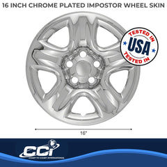 Coast2Coast: IWCIMP42X Wheel Skin -  IMPOSTOR ® -  16 Inch -  5 Dimpled Spokes -  Snap-On -  Plated -  Chrome -  ABS Plastic -  Set Of 4