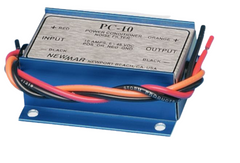 NewMar PC-10 Ignition Noise Filter; Affected Equipment Filter; Aluminum Body/ Nickel Plated Brass Stud Connectors; 6 To 48 Volt DC Operating Voltage; 10 Ampere; 200 MHz Frequency; 4-1/4 Inch Width x 1-1/4 Inch Depth x 3 Inch Height Overall Dimension; With Color Coded Wire Leads