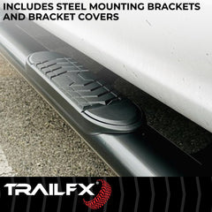 TrailFX A7001B Nerf Bar -  TFX 5" Oval Straight Side Bars -  With Step Pads -  5 Inch Oval Straight -  Powder Coated -  Black -  Steel -  With Welded End Caps -  Frame Body Mount Bolts