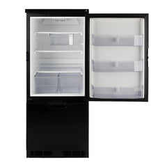 Norcold N2175BPR - Refrigerator -  Dual Compartment Single Door Refrigerator With Freezer -  Flush Mount -  Right Hand Hinge -  6.2 Cubic Foot -  20.7 Inch Width x 23.7 Inch Depth x 49.2 Inch Height -  12 Volt DC -  Direct Current -  Without Ice Maker -  LED Electronic Temperature Control -  With Cabinet Light -  Black Trim -  Accepts Door Panel (Not Offered By Norcold) -  With Night Mode/ Shelving/ Door Bins