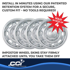 Coast2Coast: IWCIMP80X Wheel Skin -  IMPOSTOR ® -  17 Inch -  8 Spokes -  Snap-On -  Plated -  Chrome -  ABS Plastic -  Set Of 4