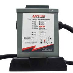 Hughes Auto RVSTND Voltage Booster Stand; Use To Keep RV Voltage Booster Out Of Shallow Water/ Mud/ Dirt/ Moisture; Screw-On Mount; Black; ABS Plastic; With Bunge Strap And Mounting Hardware