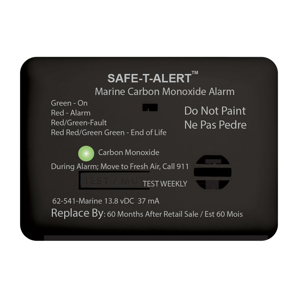 MTI Industry 62-541-BL-MARINE Carbon Monoxide Detector; Safe-T-Alert ™; Surface Mount Detector; Alerts To Leak With Beeping; Without Digital Display; 13.8 Volt DC; Black; 5-1/2 Inch Width x 3 Inch Height x 1.3 Inch Depth