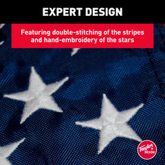 Taylor Made 8418 Flag -  Marine Series -  Sewn 50 Star Flag -  18 Inch Length x 12 Inch Height -  Nylon Fabric -  With Brass Grommets -  Four Needle Flyend