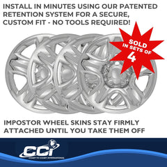 Coast2Coast: IWCIMP42X Wheel Skin -  IMPOSTOR ® -  16 Inch -  5 Dimpled Spokes -  Snap-On -  Plated -  Chrome -  ABS Plastic -  Set Of 4