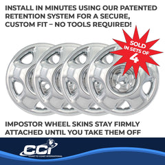 Coast2Coast: IWCIMP75X Wheel Skin -  IMPOSTOR ® -  17 Inch -  5 Spokes -  Snap-On -  Plated -  Chrome -  ABS Plastic -  Set Of 4