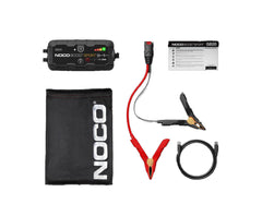 Noco GB20 Battery Portable Jump Starter; 12 Volt Lead-Acid Batteries; For Motorcycle/ ATV/ UTVs/ Lawn And Garden; 500 Amp Peak; With Ultra-Bright Dual LED Flashlight With 7 Modes; Micro USB Input/ USB Output Conection; With Jumper Cable With HD Clamps/ Micro USB Cable/ Microfiber Storage Bag/ Safety And Warranty Information