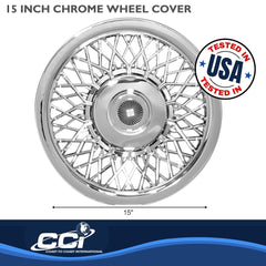 Coast2Coast: IWC1215 Wheel Cover -  Universal 15 Inch -  Lace Spoke -  Chrome Plated -  Plastic -  Set Of 4