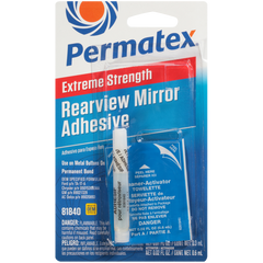 Permatex 81840 Interior Rear View Mirror Adhesive; Two Part Adhesive Kit (Towelette And Pipette); Extreme Rearview Mirror Professional Strength Adhesive; 0.01 Ounce Adhesive Vial And 0.02 Ounce Activator Towelette; Carded Packaging