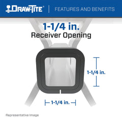 DRAW TITE - Trailer Hitch Rear; Frame Hitch; Class II; Square Tube Welded; 1-1/4 Inch Receiver; 3500 Pound Weight Carrying Capacity/300 Pound Tongue Weight - 36311
