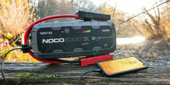 Noco GBX155 Battery Portable Jump Starter; UltraSafe ®; 12 Volt Lead-Acid Batteries; 4250 Amp Peak; With LED Flash Light; Dual USB Port For Charging Smartphones/ Tablets/ Laptops/ Wearables And 60 Watt USB-C Input/ Output Connection; With Jumper Cable With Integrated HD Precision Battery Clamps/ 24 Inch USB-A To USB-C Cable/ 24 Inch 12 Volt To USB-C Cable/ Microfiber Storage Bag