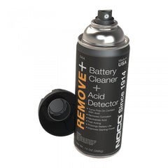 Noco E404 Battery Terminal Cleaner; Use To Remove Corrosive Elements From Battery Terminals/ Cables/ Hold-Downs And Battery Boxes; Acid Detector; Spray; 14 Ounce; Aerosol Can; White Color; Assures Maximum Current Flow And Reduces Potential Voltage Leakage