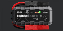 Noco GBX75 Battery Portable Jump Starter; UltraSafe ®; 12 Volt Lead-Acid Batteries; 2500 Amp Peak; With LED Flash Light; USB Port For Charging Smartphones/ Tablets/ Laptops/ Wearables And 60 Watt USB-C Input/ Output Connection; With Integrated HD Precision Battery Clamps/ 24 Inch USB-A To USB-C Cable/ 24 Inch 12 Volt To USB-C Cable/ Microfiber Storage Bag