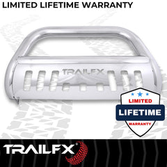 TrailFX B0040S Bull Bar -  TFX Bull Bars -  Polished -  Stainless Steel -  3 Inch Diameter -  With Skid Plate -  With Holes For Optional Lighting -  6-1/2 Inch Max Light/ 20 Inch Max Light Bar