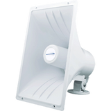 NewMar PA-40/30 Marine Hailer Horn; Used For Indoor/Outdoor Paging And Alarm Systems; 40 Watts Nominal/ 30 Watts Peak Output; 8 Ohm Impedance; White; Plastic; Heavy Duty Commercial; Distortion-Free Waterproof; With Stainless Steel Hardware