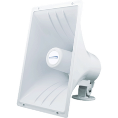 NewMar PA-40/30 Marine Hailer Horn; Used For Indoor/Outdoor Paging And Alarm Systems; 40 Watts Nominal/ 30 Watts Peak Output; 8 Ohm Impedance; White; Plastic; Heavy Duty Commercial; Distortion-Free Waterproof; With Stainless Steel Hardware