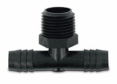 Valterra RF849 Fresh Water Fitting -  Tee Male Adapter -  1/2 Inch Male NPT x 1/2 Inch Barb x 1/2 Inch Barb -  Plastic -  Without Retail Package
