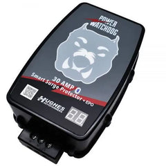 Hughes Auto PWD30-EPO-H Surge Protector; Protect From Damaging Low/ High Voltage Levels and Power Surges When Connected To Campground Power Supply; Hardwired Installation; 2400 Joules Of Advanced Surge Protection; 30 Amp; Bluetooth Connectivity; Hardwired; With Fault Indicator Light And Emergency Power Off; With Plug Head Handle Grip; Smart Technology Compatible