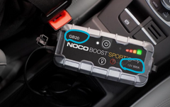 Noco GB20 Battery Portable Jump Starter; 12 Volt Lead-Acid Batteries; For Motorcycle/ ATV/ UTVs/ Lawn And Garden; 500 Amp Peak; With Ultra-Bright Dual LED Flashlight With 7 Modes; Micro USB Input/ USB Output Conection; With Jumper Cable With HD Clamps/ Micro USB Cable/ Microfiber Storage Bag/ Safety And Warranty Information