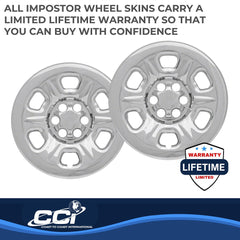Coast2Coast: IWCIMP71X Wheel Skin -  IMPOSTOR ® -  15 Inch -  6 Raised Dimpled Spokes -  Snap-On -  Plated -  Chrome -  ABS Plastic -  Set Of 4