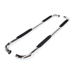 TrailFX A0064S Nerf Bar -  TFX Round Tube Side Steps -  With Step Pads -  3 Inch Round Bent -  Polished -  Stainless Steel -  Without End Caps -  Rocker Panel Mount