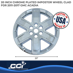 Coast2Coast: IWCIMP804X Wheel Skin -  IMPOSTOR ® -  20 Inch -  6 Spokes -  Snap-On -  Plated -  Chrome -  ABS Plastic -  Single -  Clad Replacement -  Fits Over And Into OEM Wheel