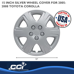 Coast2Coast: IWC42215S Wheel Cover -  15 Inch -  6 Spoke -  Silver -  Plastic -  Set Of 4 -  Spring Steel Clip