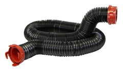 Valterra D04-0275 Sewer Hose -  Dominator ™ -  20 Foot Extended Length -  39 Inch Compressed Length For Each 10 Foot Section -  3 Inch Diameter -  23 Mil Poly Construction -  UV Protection -  Black With Red Fittings -  With Two 10 Foot Hoses/ Rotating Fittings/ Universal 90 Degree Sewer Adapter -  Boxed