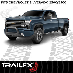 TrailFX B0040B Bull Bar -  TFX Bull Bars -  Powder Coated -  Black -  Steel -  3 Inch Diameter -  With Skid Plate -  With Holes For Optional Lighting -  6-1/2 Inch Max Light/ 20 Inch Max Light Bar