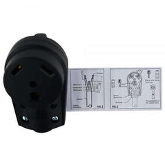 Hughes Auto 30ASOCKET Power Cord Plug End; Replacement Plug; 30 Amps; Female Ends; With Plug Head Handle Grip; Black