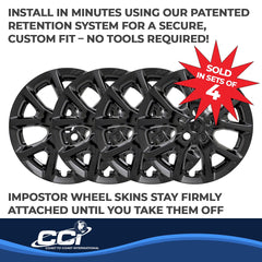 Coast2Coast: IWCIMP382BLK Wheel Skin -  IMPOSTOR ® -  17 Inch -  10 Vent -  Snap-On/Center Retention -  Painted -  Gloss Black -  ABS Plastic -  Set Of 4