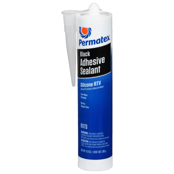 Permatex 81173 Adhesive Sealant; Use To Seal/ Bond/ Repair/ Mend And Secure Glass/ Metal/ Plastics/ Fabric/ Vinyl/ Weather Stripping/ Vinyl Tops/ Windshields/ Door Frames/ Electrical Wiring/ Seams And Roofs; 12.9 Ounce Cartridge; -75 Degree Fahrenheit To +450 Degree Fahrenheit; Single; Not Recommended For Engine Gasket Applications