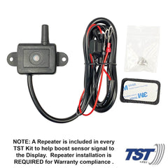 Truck System Technology (TST) TST-507-FT-6 Tire Pressure Monitoring System - TPMS; 507 Series; For Use On Metal Valve Stems And For RV And Trailer Applications; 6 Flow Thru Sensors; 3-1/2 Inch TST Wide Screen Monochromatic Display; With Audio And Visual Alerts; With Two Installation Wrenches/ Rubber Display Mount/ Suction Cup Display Mount/ USB And 12 Volt Charging Capabilities/ Detailed User Manual/ One 507 Repeater