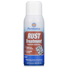 Permatex 81849 Rust Treatment; Use To Destroy Old Rust And Prevent New Rust On Trucks/ Trailers/ Storage Tanks/ Pipes/ Valves/ Fences/ Guard Rails/ Bulkheads/ Overheads/ Decks/ Hatch Covers (Topcoat With Appropriate Marine Paint)/ Agricultural Equipment/ Plows/ Tractors And Snow Removal Equipment; 16 Ounce Aerosol Can; Spray On; Single
