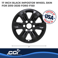 Coast2Coast: IWCIMP387BLK Wheel Skin -  IMPOSTOR ® -  17 Inch -  6 Spokes -  Snap-On -  Painted -  Gloss Black -  ABS Plastic -  Set Of 4