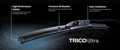 Trico Products Inc. 13-291 Windshield Wiper Blade -  Ultra ® -  29 Inch Length -  Single Blade -  With Spoiler -  Black -  Beam Type -  Plastic/Steel Blend Frame -  Natural Rubber Blade -  With SWIFT One-Click Adapter