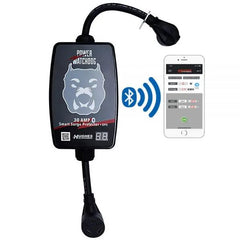 Hughes Auto PWD30-EPO Surge Protector; Protect From Damaging Low/ High Voltage Levels and Power Surges When Connected To Campground Power Supply; Portable; 2400 Joules Of Advanced Surge Protection; 30 Amp; Bluetooth Connectivity; With Fault Indicator Light And Emergency Power Off; With Plug Head Handle Grip