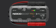 Noco GB150 Battery Portable Jump Starter; Boost Pro; 12 Volt Lead-Acid Batteries; 3000 Amp Peak; Up To 20 Jump Starts Per Charge; With Reverse Polarity Protection; With Ultra-Bright 10 LED Flashlight With 7 Modes; 2.1 Ampere Micro USB And 12 Volt 3 Ampere Fast Charging Input/ 2.1 Ampere USB And 12 Volt 15 Amper Output Conection; With Jumper Cable With HD Clamps/ XGC 12 Volt Male Adapter/ XGC 12 Volt Female Adapter/ XGC Extension Cable/ Micro USB Cable/ Microfiber Storage Bag/ Safety And Warranty Information