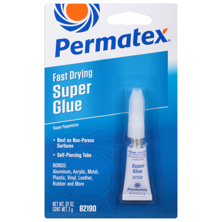 Permatex 82190 Super Glue; Used To Bond Metal/ Plastics/ Rubber/ Vinyl/ Paper/ Wood And Textiles; Gel; 2 Gram Tube; Single