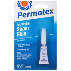 Permatex 82190 Super Glue; Used To Bond Metal/ Plastics/ Rubber/ Vinyl/ Paper/ Wood And Textiles; Gel; 2 Gram Tube; Single