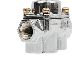 Holley Performance 12-803 Fuel Pressure Regulator; 4-1/2-9 PSI; 3/8 Inch NPT Inlet/Outlets; Gasoline; Satin Chrome; Aluminum; With Mounting Bracket