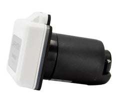 Hughes Auto SV50API-W Power Inlet Port; SafeView™; Manual Power Disconnect; 50 Ampere; 120 Volt; -20 To 65 Degree Celsius Working Temperature/ -40 To 85 Degree Celsius Storage Temperature; White; Nickel Plated Contacts; Twist Lock Design; ETL Certified; With Water Resistant Cover And Halo Status Light