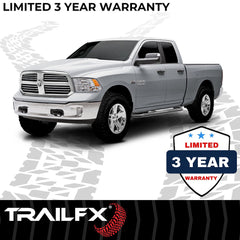 TrailFX A0032B Nerf Bar -  TFX Round Tube Side Steps -  With Step Pads -  3 Inch Round Bent -  Powder Coated -  Black -  Steel -  Without End Caps -  Rocker Panel Mount