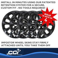 Coast2Coast: IMP457BLK Wheel Skin -  IMPOSTOR ® -  17 Inch -  5 Double Spokes -  Snap-On -  Painted -  Gloss Black -  ABS Plastic -  Set Of 4