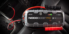 Noco GB150 Battery Portable Jump Starter; Boost Pro; 12 Volt Lead-Acid Batteries; 3000 Amp Peak; Up To 20 Jump Starts Per Charge; With Reverse Polarity Protection; With Ultra-Bright 10 LED Flashlight With 7 Modes; 2.1 Ampere Micro USB And 12 Volt 3 Ampere Fast Charging Input/ 2.1 Ampere USB And 12 Volt 15 Amper Output Conection; With Jumper Cable With HD Clamps/ XGC 12 Volt Male Adapter/ XGC 12 Volt Female Adapter/ XGC Extension Cable/ Micro USB Cable/ Microfiber Storage Bag/ Safety And Warranty Information